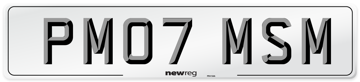 PM07 MSM Number Plate from New Reg